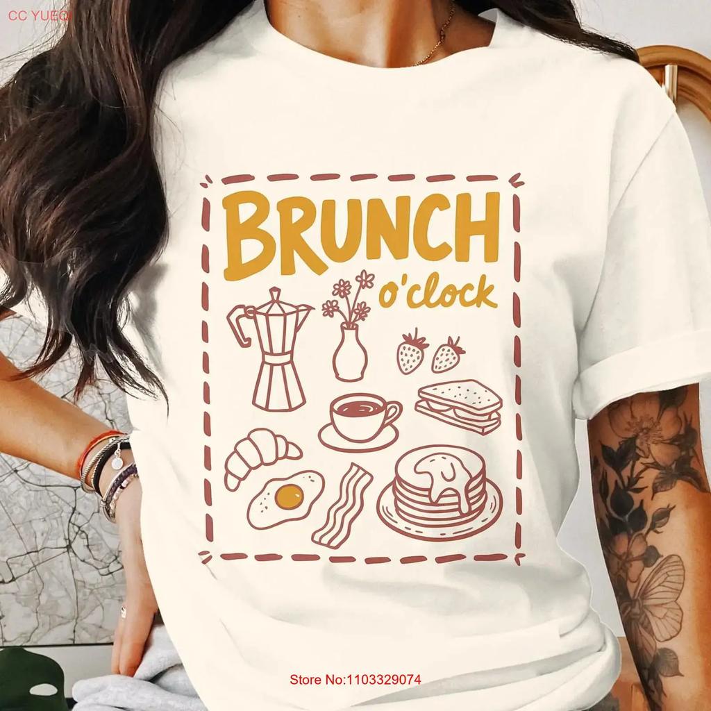 Brunch Oclock T Shirt Summer Trendy Lover BreakfasT Food For Foodie vintage Washed Soft Breathable Comfortable Unisex homme