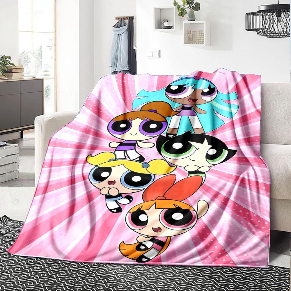 1pc Powerpuff2 Blanket, Gift, for Men and Women, Soft Blanket, Good for Sofa Bed Couch Travel, Lightweight Flannel Blanket