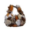 Leopard Print Fuzzy Handbag Women Faux Fur Shoulder Bag Fluffy Purse Furry Tote for Winter Daily Commute Date Shopping