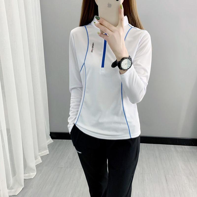 Women's Stand-Up Collar Running Shirt Long Sleeve UV Shirt for Gym Yoga Fitness Training