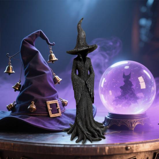 Yousheng Halloween Baumwurzel Hexenstatue Gruselige Schwarze Hexe Figur Harzskulptur Heim Büro Feiertags Party Dekoration Ornament