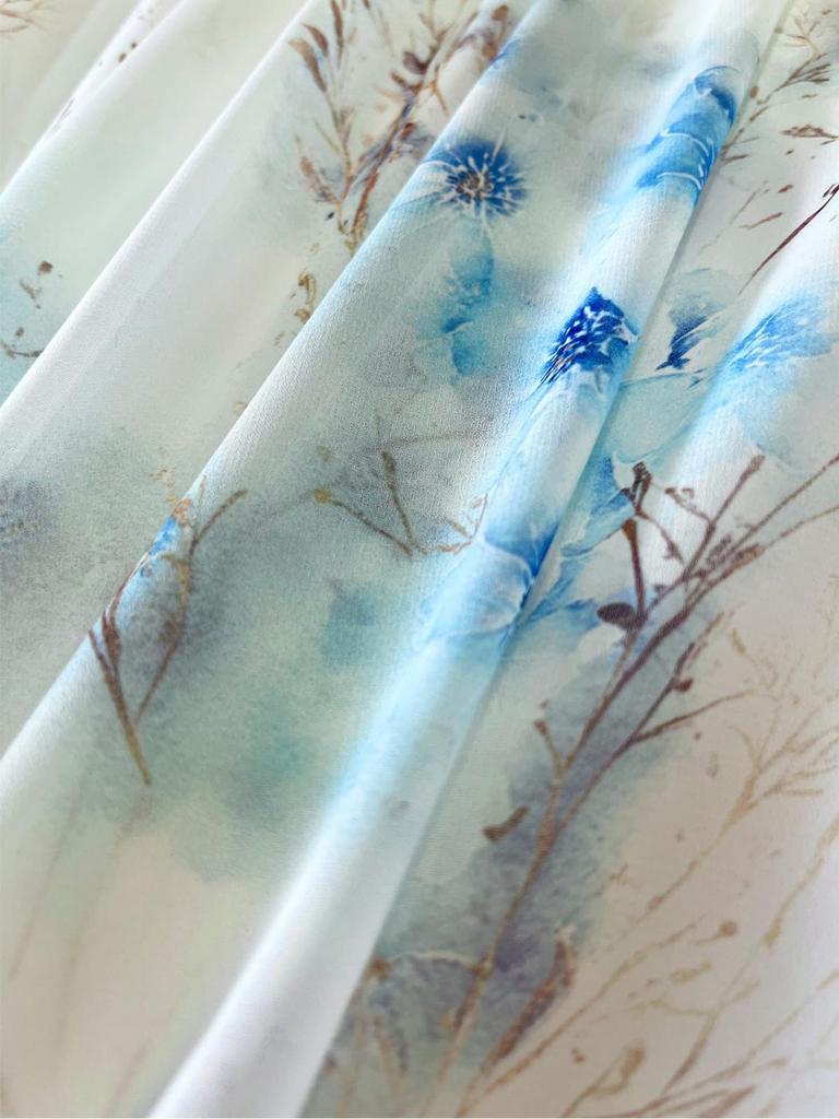 Damen Langarm V-Ausschnitt Patchwork Langes Rockkleid Leicht Atmungsaktiv Abendkleid