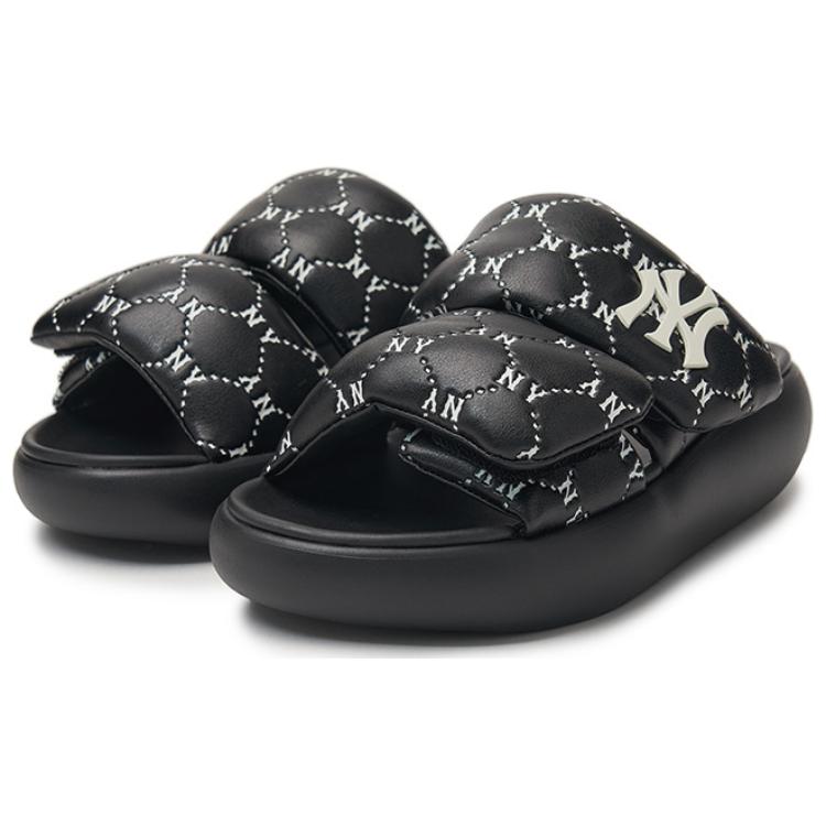 MLB Slipper Diamond Pattern Thick Sole Non-Slip Slide Sandals Unisex Footwear Black 3ALPBPL43-50BKS