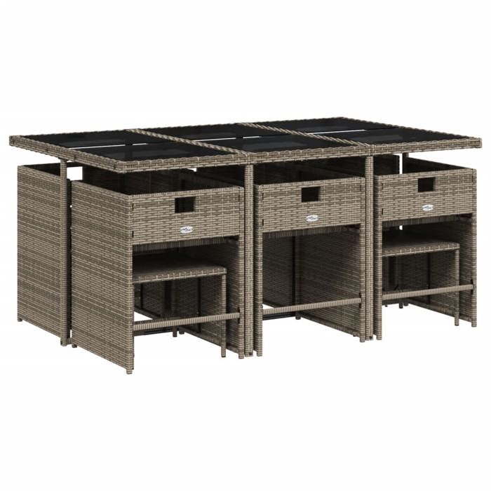 VidaXL Ensemble à manger de jardin 11pcs avec coussins gris poly rotin 3277915