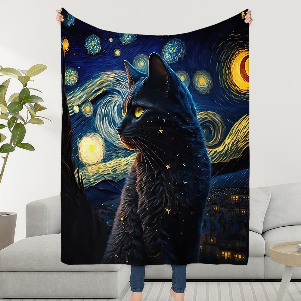 Blanket Throw And The Super Cosy Plush Living Cat Night Starry Room Sofa Couch Childish Birthday Gifts