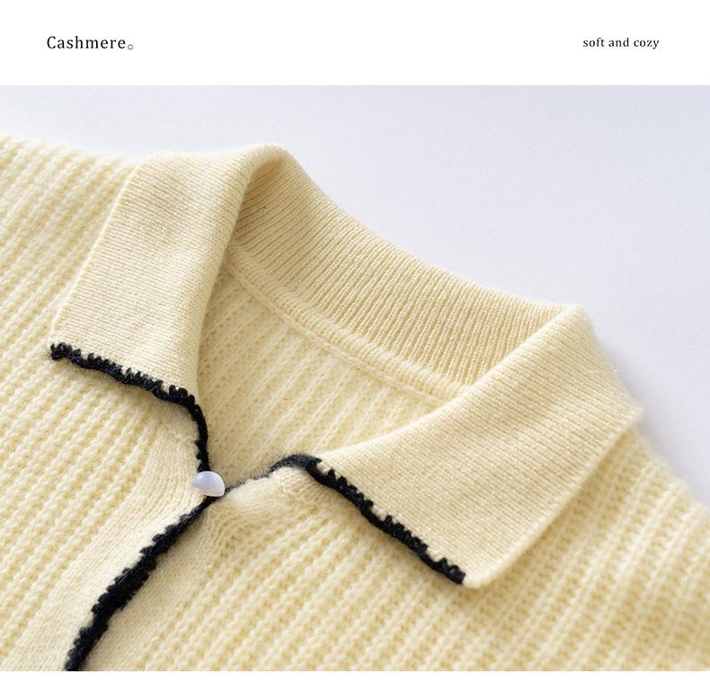 Elegant French Hand-Crocheted Cashmere Lapel Knitwear - Little Coco Style Women's Top