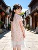 Girls' Summer Cheongsam: Lace, Short Sleeve, Chinese Style, High-End Dress for Performance.