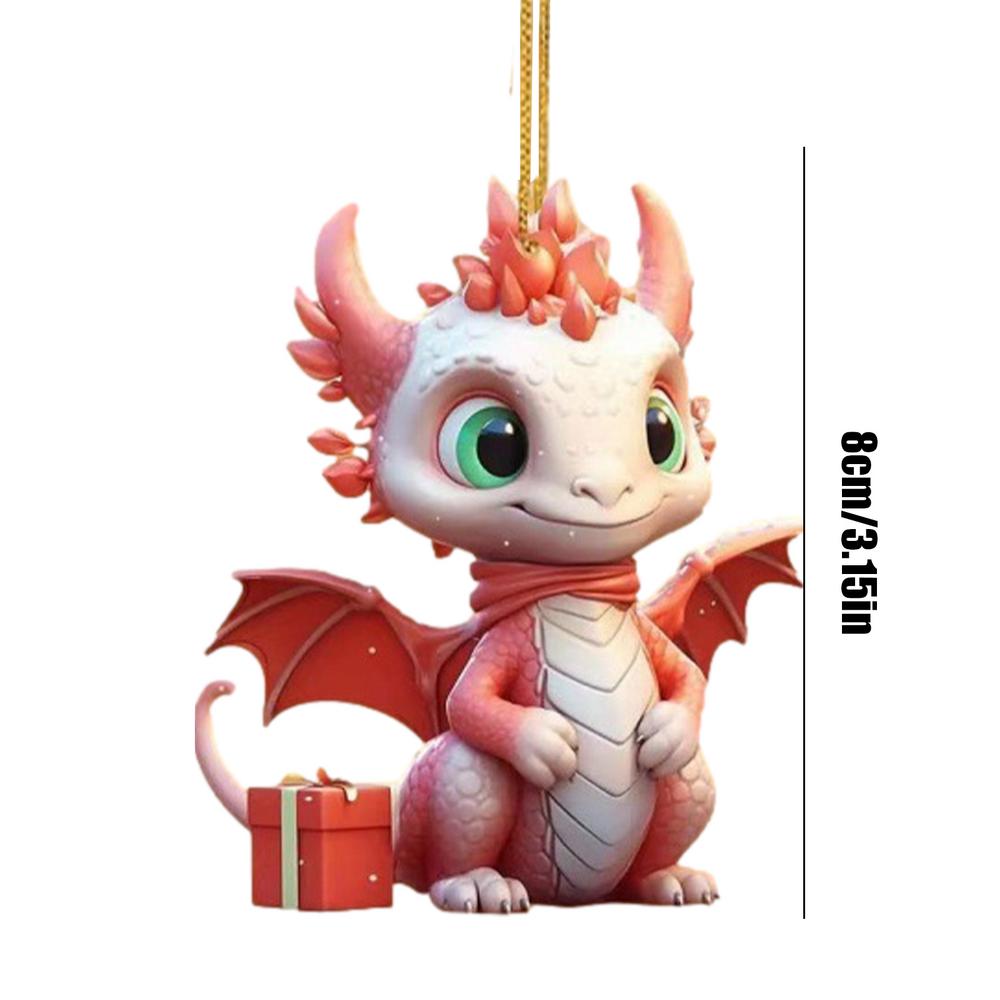 Christmas Dragon Car Dashboard Ornaments 2D Acrylic Dragon Pendant Charm Christmas Dragon Character For Vehicle Decoration