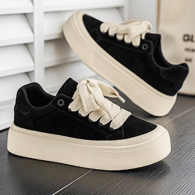 Men Thick Sole Low Top Soft Sole Casual Athletic Skate Sneakers