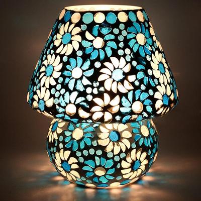 Mozaiková ručně vyráběná vícebarevná dekorativní skleněná stolní lampa