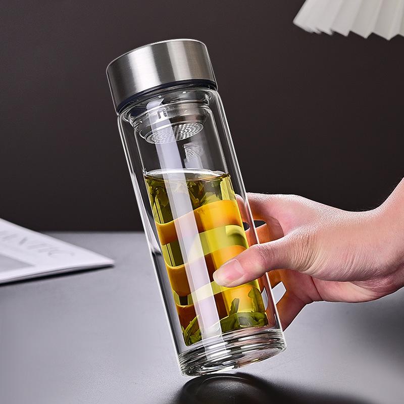 Custom Transparent Double-Walled Glass Cup with Logo - Souvenir Tea Gift Cup High Borosilicate