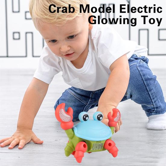 Electric Crab Toy Light And Music Battery Powered Pull String Cute Crab Walking Laterally Educational Interactive Toys Boys Girls Walking