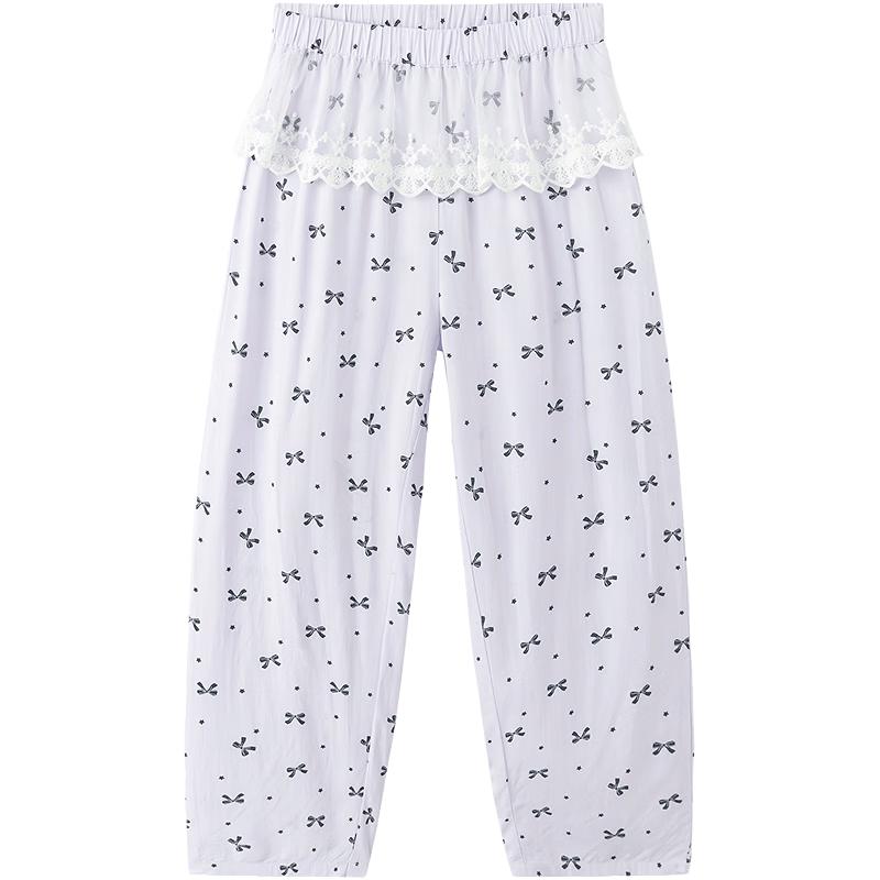 Balabala Girls' Summer Lace Trim Pajama Pants