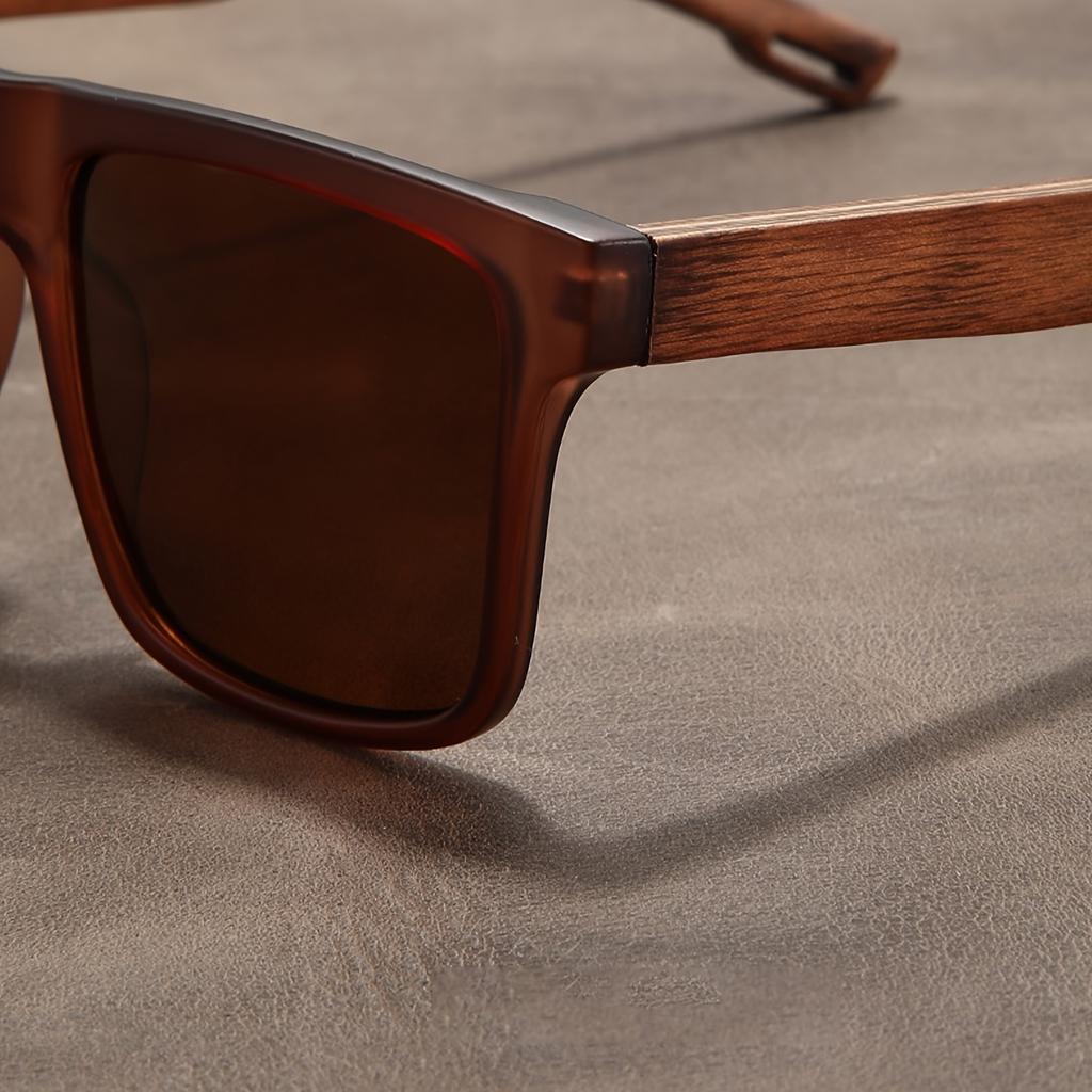 Multicolored Walnut Half-Frame Non-Prescription Glasses, Ultra-Lightweight, with a PC Frame And AC Lenses, Stylish Eyewear