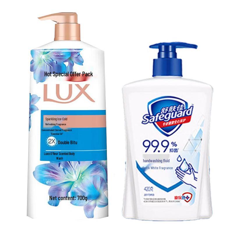 Набор: Освежающий гель для душа Lux и мыло для рук Safeguard