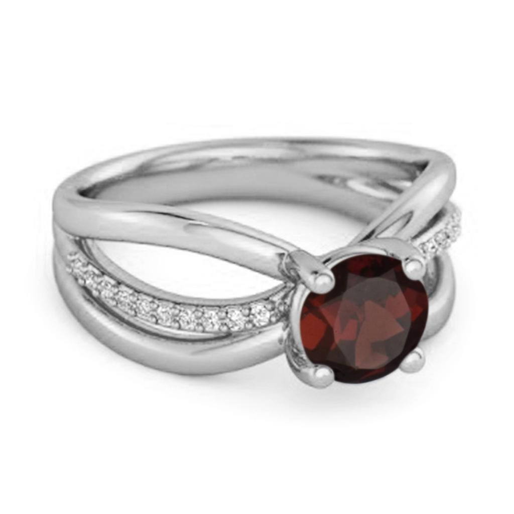 Garnet Infinity pave Split Band Ring - 925 Sterling Silver