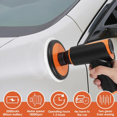 Wireless Car Polisher Machine Handheld Car Waxing Polishing Sanding Machine Buffer Polisher 18000rpm Motor 2000mah Large Battery