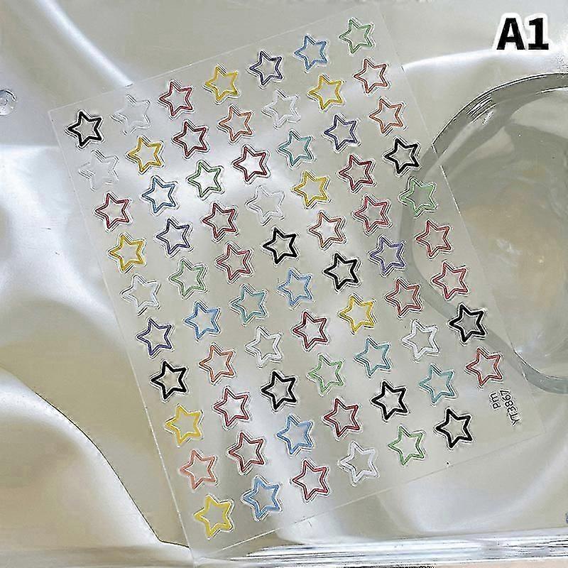 Dopamine Star Nail Sticker Dopamine Cute Jelly Nail Art Decals Pack Embossed Hand Ledger DIY Decor Manicure