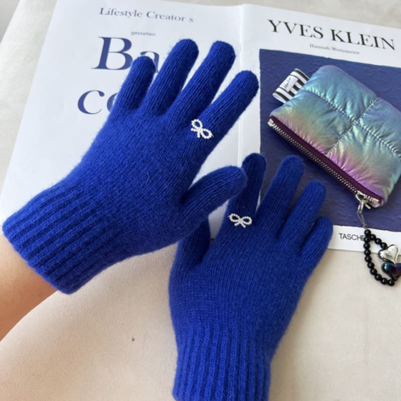 THEHEE Wool Knit Ribbon Gloves