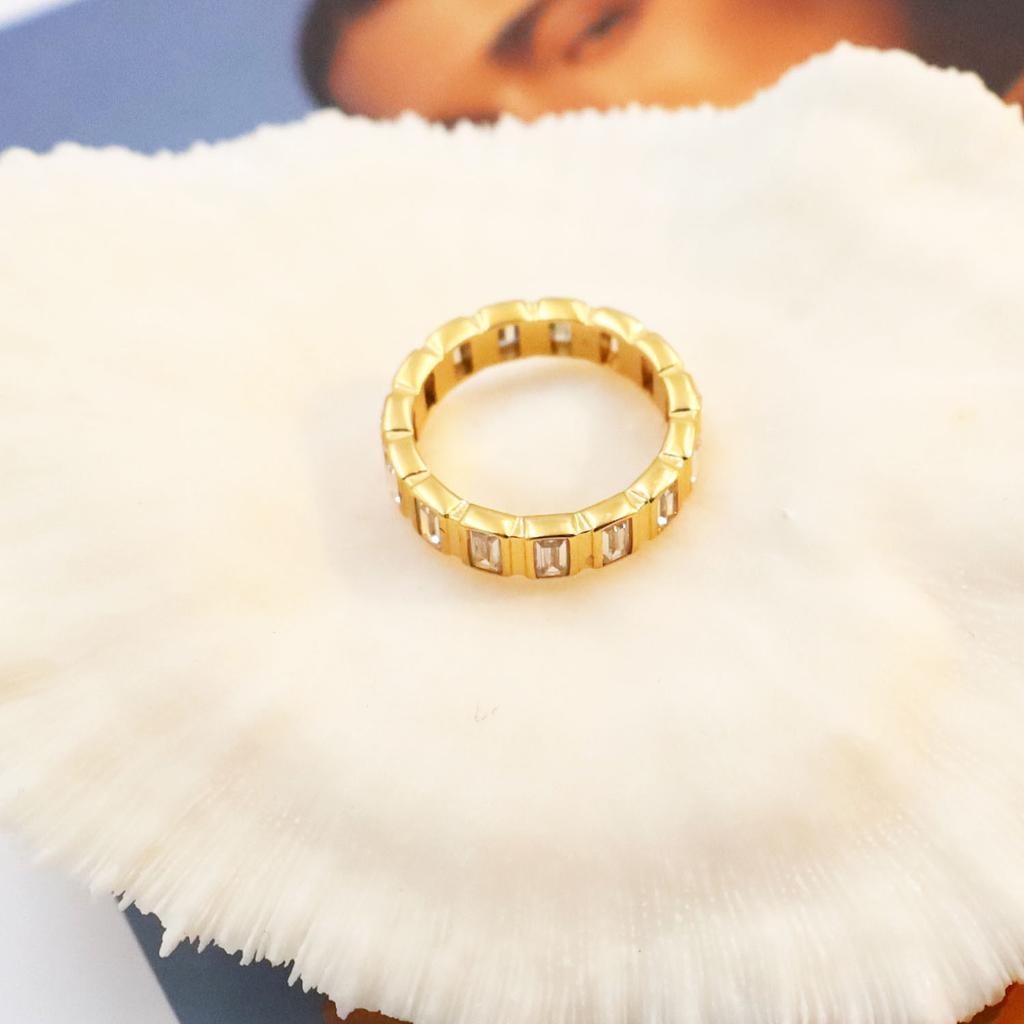 New 18K Gold Inlaid With Zircon Ring Wind Personalized Ring Jewelry Women'S Niche High-End Does Not Fade