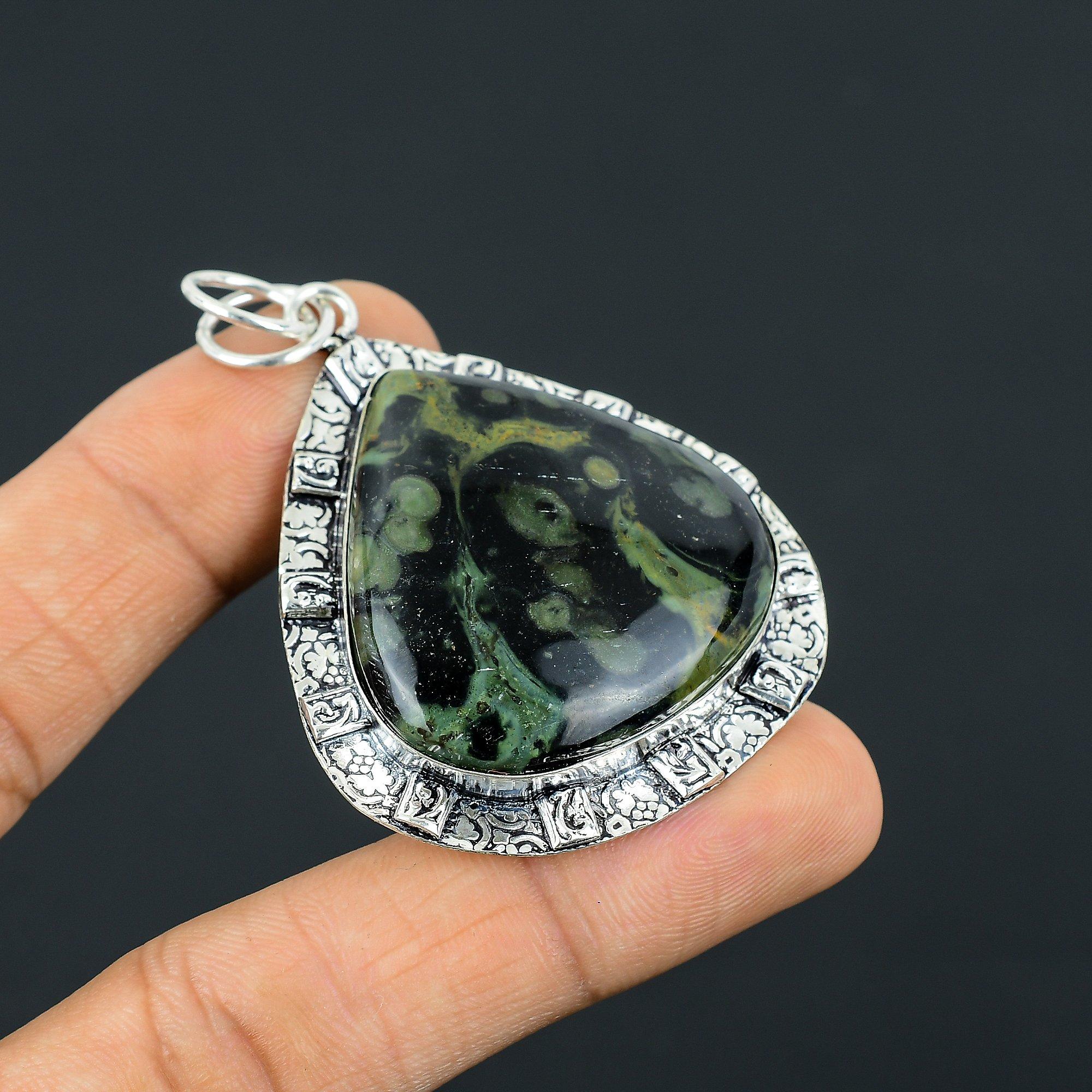 

Kambaba Jasper Stone 925 Silver Wife Ethnic Anniversary Bezel Pendant Jewelry