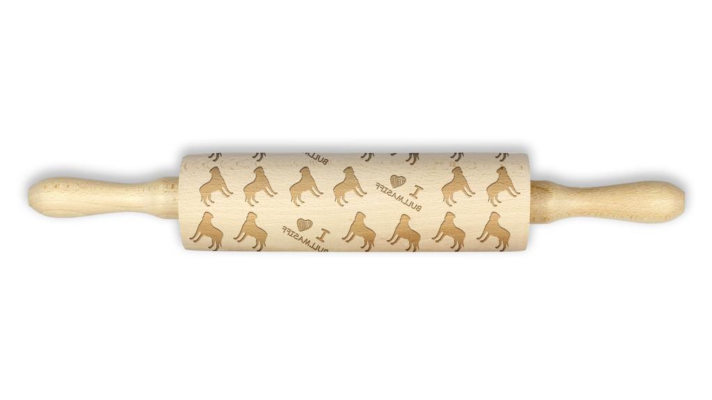 Bullmastiff – Rolling pin for dough with a dog, patterned rolling pin for ceramics | Art-Dog