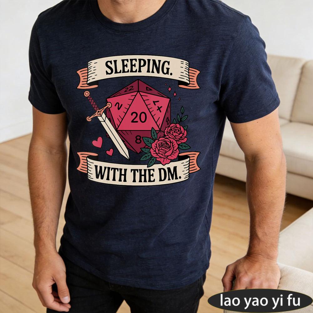 Sleeping With The Dm Floral Sword Art Print Tshirt Unisexs Funny Dd Gaming Short Sleeve Dungeons Dragons Theme Series Top
