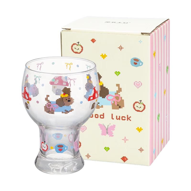 Mushroom Puppy Glass Drinking Cup