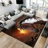 Majestic Horse 3D Tattoo Rug - Soft Non-Slip Polyester Mat for Living Room Kitchen Bathroom, Brown White Sunset Art Indoor Decor