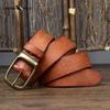 Pánský kožený opasek Retro Čistá hovězí kůže Džínový opasek Pánský Korejský styl Všechno se hodí Pravá kůže Kolíčková přezka