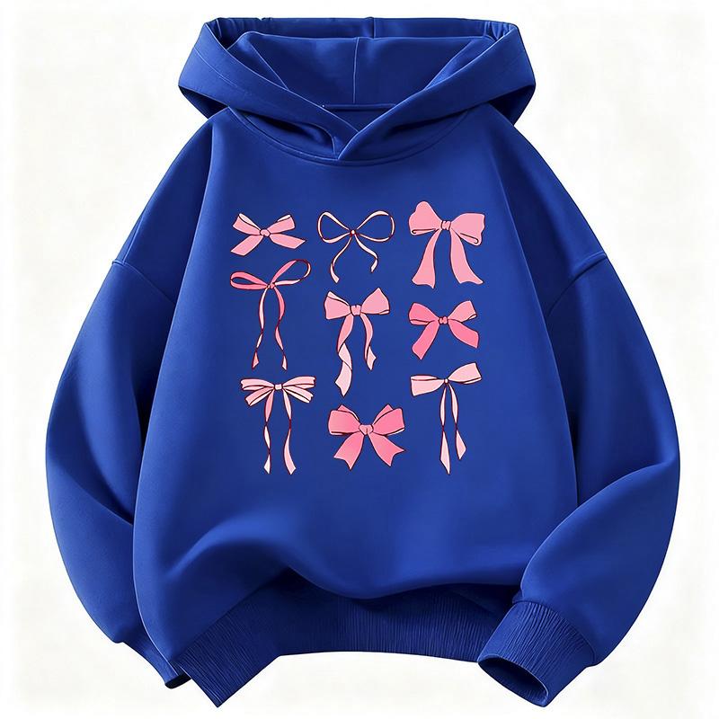 Pink Color Bow Design Hoodie Children's Sweatshirt for Boys Girls Autumn Casual