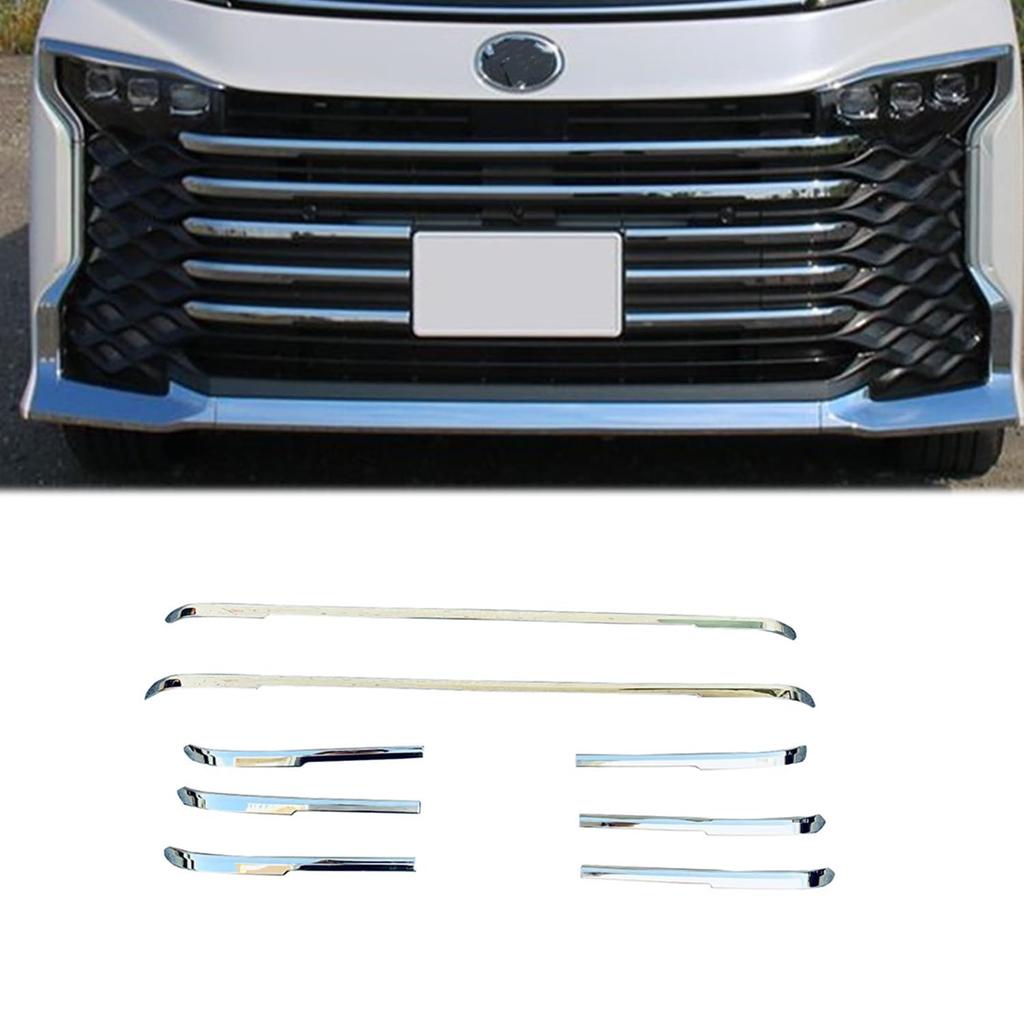 Hyorabyn Front Grille Guard Bumper Garnish for Toyota New Voxy January 2022 Set (90 Series, Onwards), Mirror-Finish ABS, Dress-Up Accessories, 8-Piece