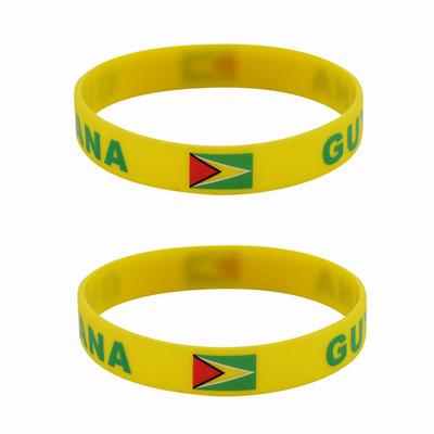 2pcs Guyana Flag Silicone Bracelets Sport Game Wristbands National Flags Wrist Strap for Men Women Motivational Rubber Band Fashion Accessories Gifts