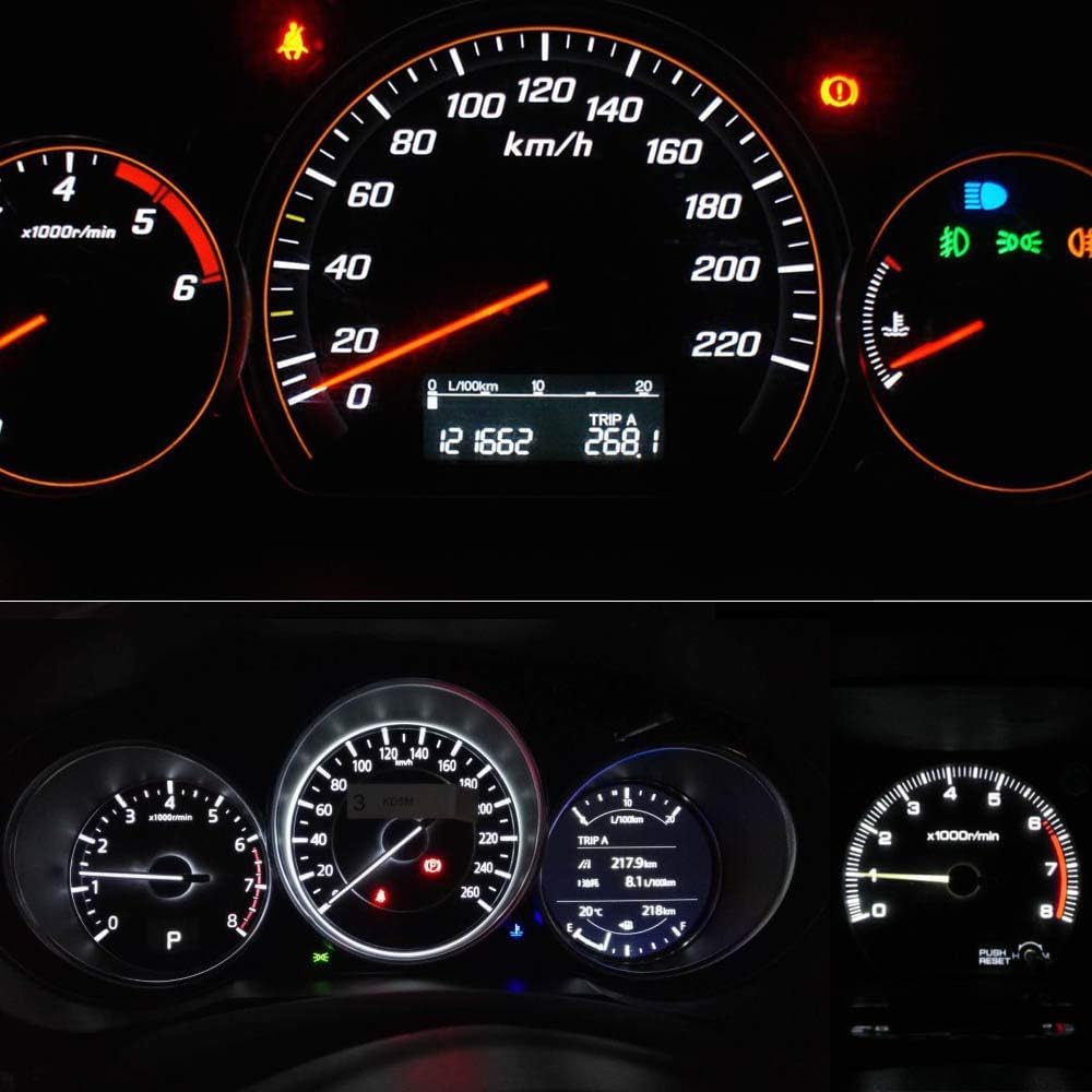 White T5 37 74 LED Bulb with Twist Lock Socket PC74 PC37 Dashboard trument Panel Gauge Cluster Light Pack of 10