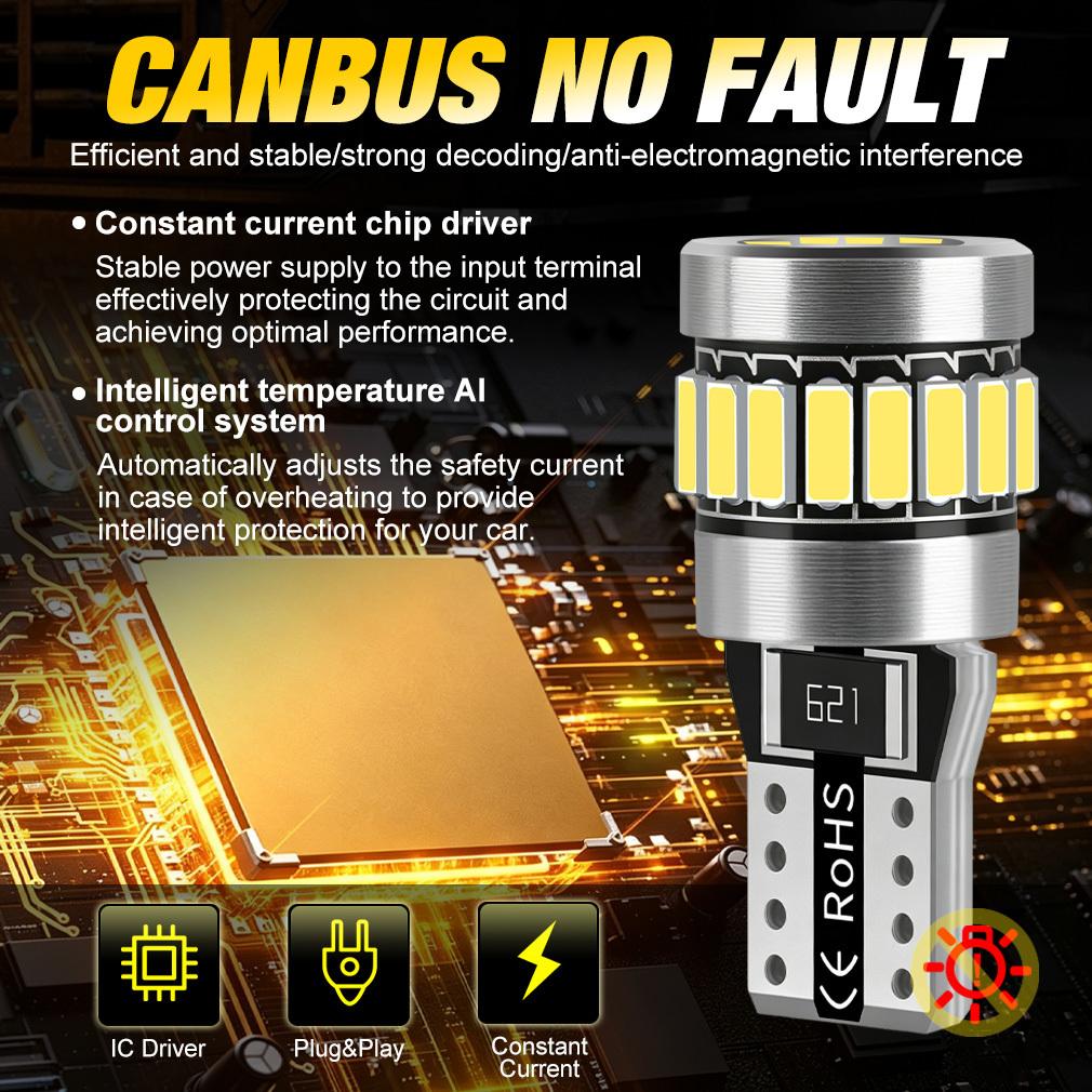 2 Bucăți Becuri Led W5W T10 Canbus 4014 24SMD 168 194 Led 5W5 Lumină Interior Mașină Plafon Citire Plăcuță de Înmatriculare Lampă Semnalizare 6000K Alb
