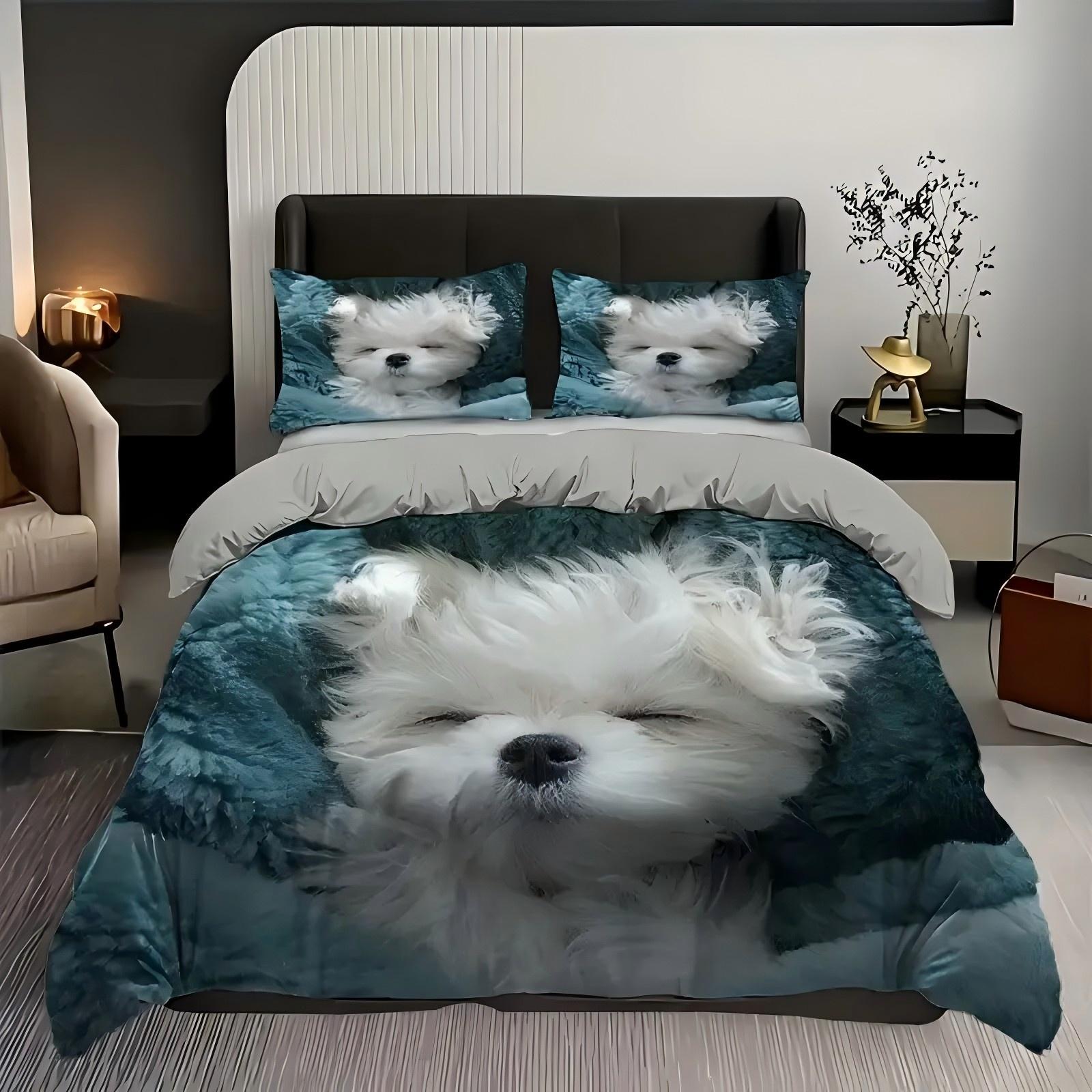 

Милый белый пес 3D принт постельное белье для детей подростков взрослых тема животные пододеяльник мягкий удобный домашний текстиль комплект пододеяльника 135x200cm 2pcs