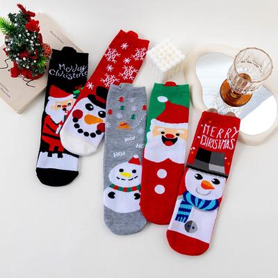 Rote Cartoon Weihnachtsmann Schneemann Socken Damen Herbst- und Wintersocken