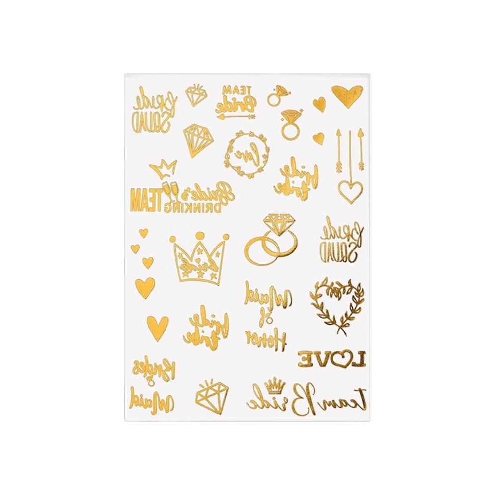 Rose Water Transfer Gold Stamping Tattoo Stickers Fake Waterproof Temporary Tattoo Instant Gold Body Art Sticker Women/Lady/Girl