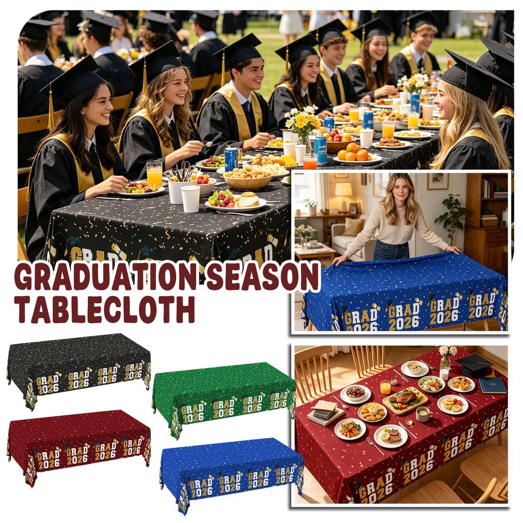 Graduation 2026 Tablecloth Disposable Plastic Table Cover for Graduation Party Decorations School Events and Gatherings