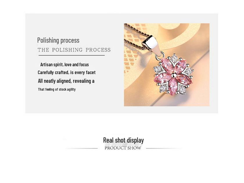 925 Silver Cherry Blossom Pendant Necklace - Simple, Versatile Clavicle Chain for Women, Ideal Birthday Gift