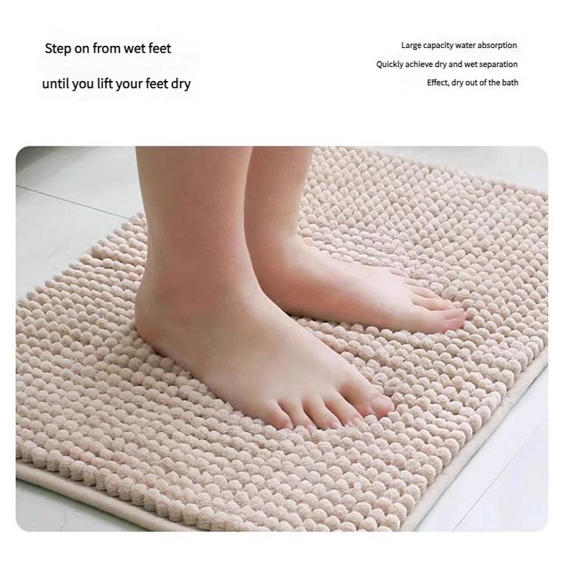 Chenille Bath Mat Non-Slip Backing Plush Soft Absorbent Rug for Bedroom Bathroom Entryway Machine Washable Home Decor