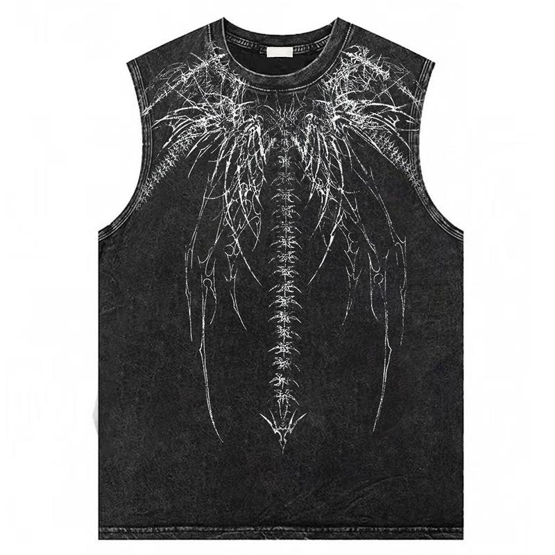 Gótico High Street 2026 Caveira Hip Hop Camiseta Regata Masculina Marca Tendência Oversize Colete Tendência