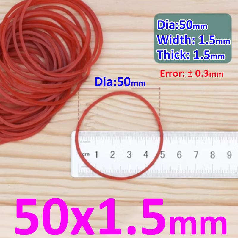 Диаметр 19 мм-60 мм Красные высокоэластичные резиновые ленты Поставки растягивающиеся уплотнительные кольца 100Pcs