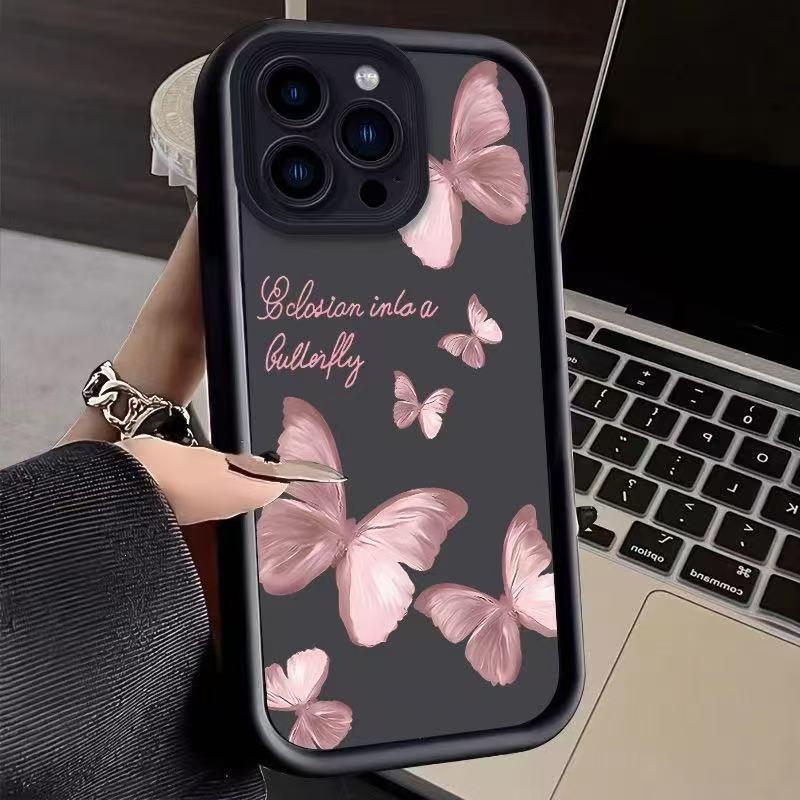 Creative pink butterfly for Apple 17 mobile phone case iphone16promax15pro/14/13/