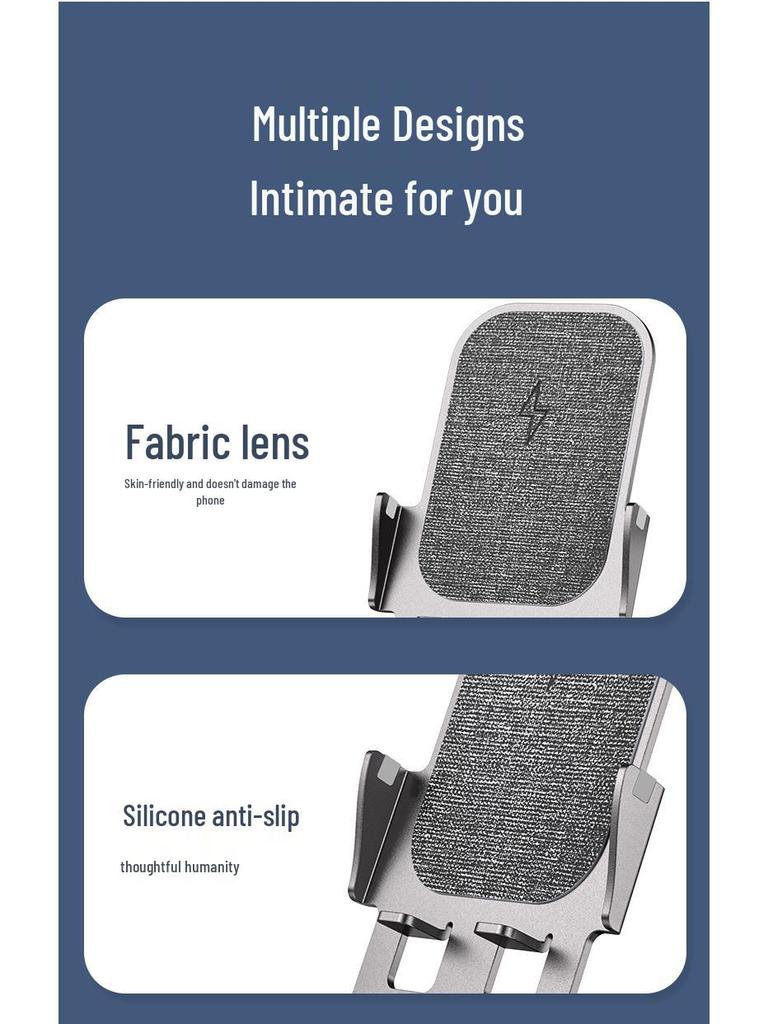 15W Aluminum Alloy Wireless Charging Stand for Apple & Android - Fast Desktop Vertical Charger