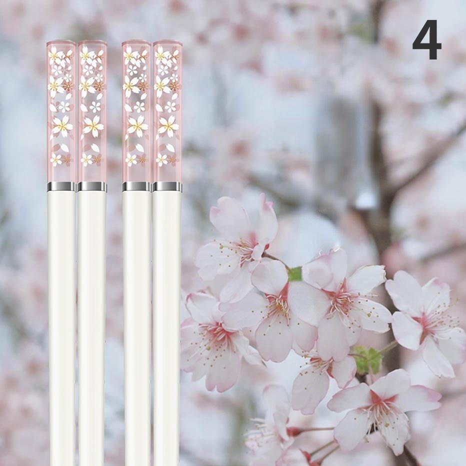 3 Pair Amber Sakura Chopsticks Antibacterial Anti-slip High Temperature Resistant Reusable for Sushi Food Chopsticks Tableware