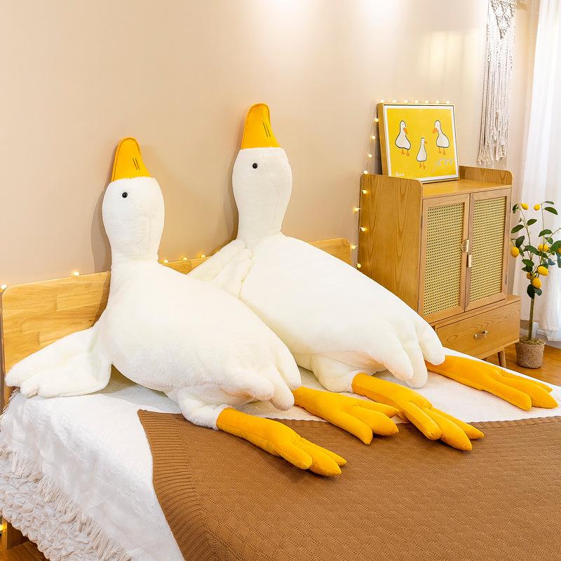Plush Big Toy White Goose Childrens Pillow Floor Push Doll Valentines Day Gift Doll