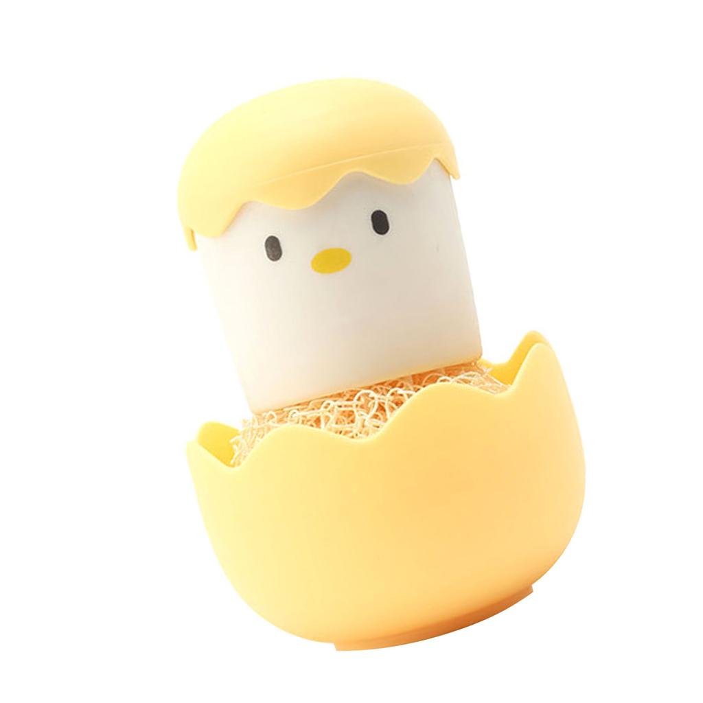 Eierschalen Hühner Reinigungsbürste Cartoon Küchenreinigungsschwämme Faserkugelkopf mit abnehmbarem Griff für Schüsseln