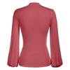 Women's Fashion Solid Color Long  Sleeves High Neck Pleated Slim Top