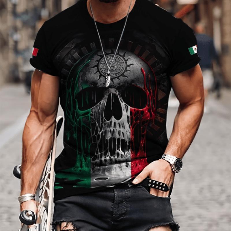 Mexico Skull Graphic Mens T-Shirts For Men 3D Printed Summer Tops Short Sleeve O-nack Fashion Casual Oversized Tee Shirts Unisex